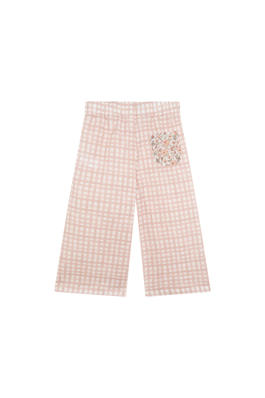 PANTALÓN LARGO NIÑA VICHY ROSA Y FLORES