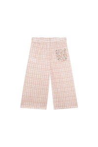 PANTALÓN LARGO NIÑA VICHY ROSA Y FLORES