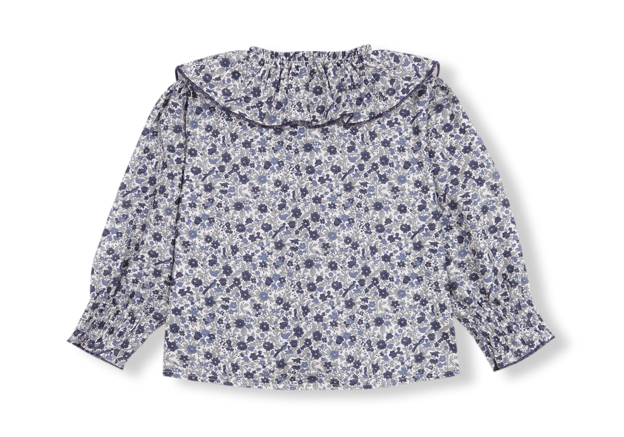 blusa volante liberty azul petróleo