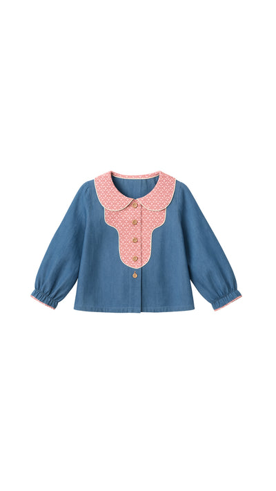 BLUSA COWBOY FLORES GEOMÉTRICAS DENIM