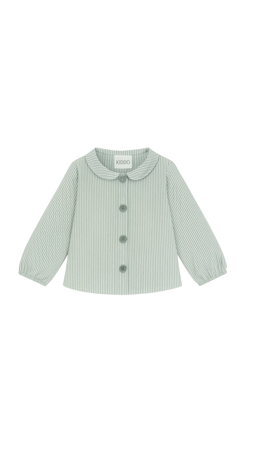 CAMISA MANGA LARGA CUELLO BEBÉ RAYAS VERDES Y BLANCAS