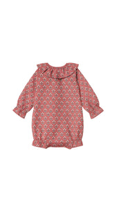 PELELE CUELLO VOLANTE FLORES BLANCAS FONDO ROSA TEJA