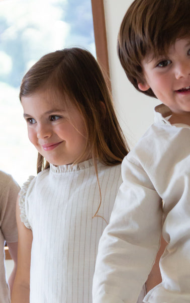 VESTIDO BLANCO RAYAS BEIGE